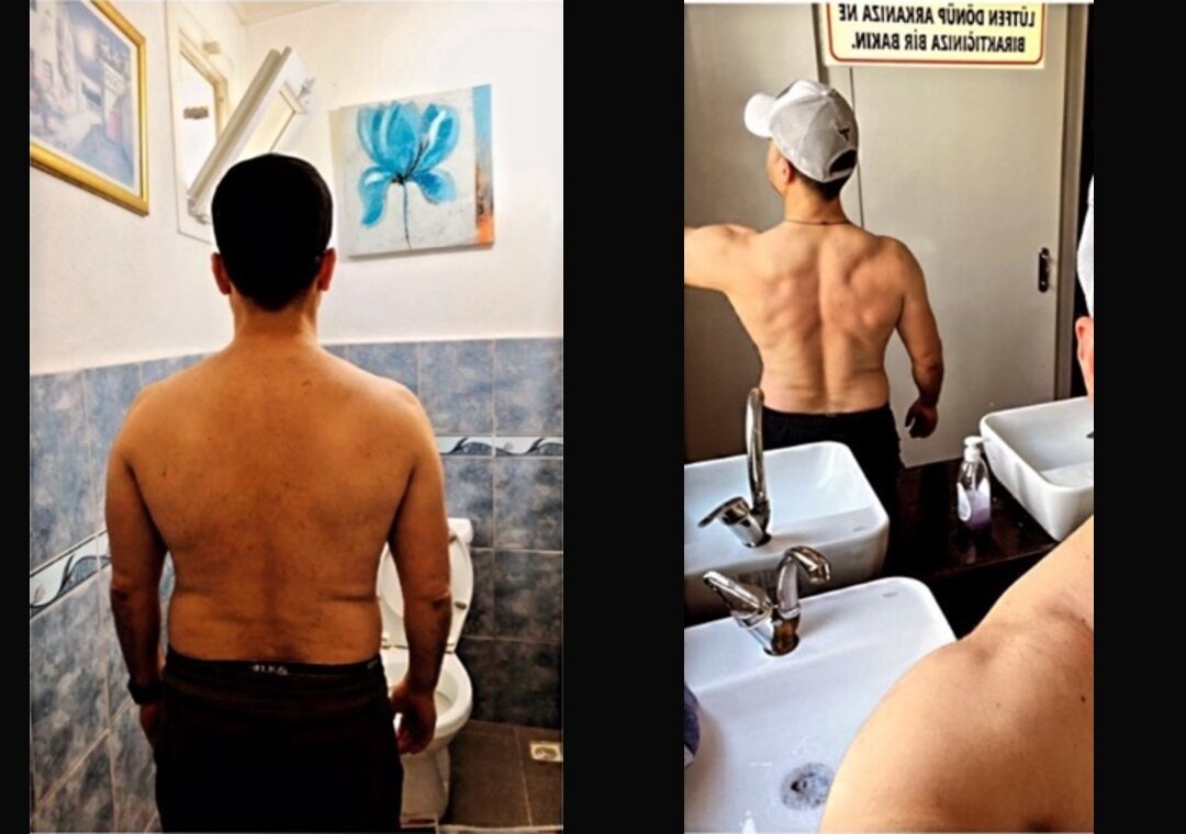 On haftalık sırt dönüşümü, önce ve sonra